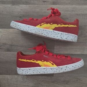 Puma Red Suede Low-Top Sneakers W/ Flame Design Paw Patrol